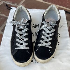 Golden Goose Black Sneakers with Glittering Silver Details